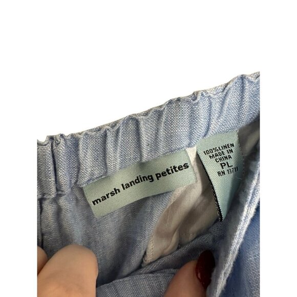 Marsh Landing Womens 100% Linen Pants Blue Size Petite Large Pull On Pockets - Picture 3 of 8